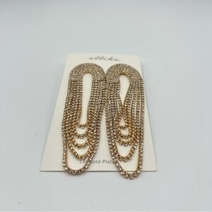 Ettika CRYSTAL AND 18K GOLD PLATED LOOPED CHAIN EARRINGS NEW